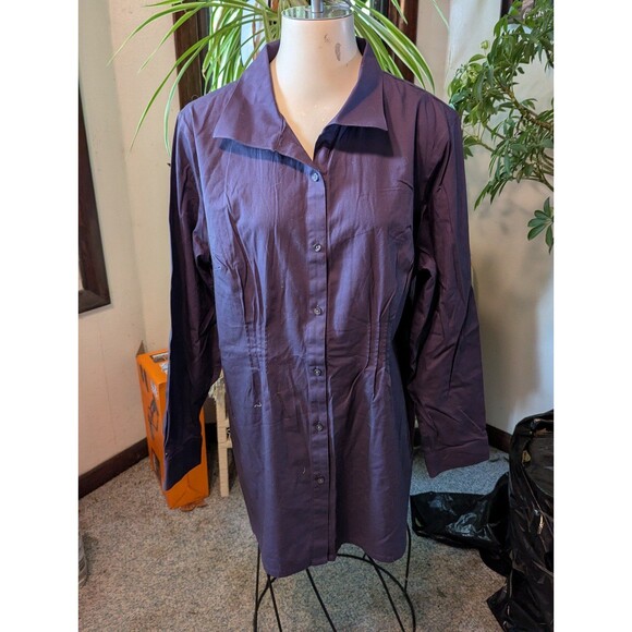 Coldwater Creek Purple tucked Btn down tunic top sz 1x - Picture 1 of 5